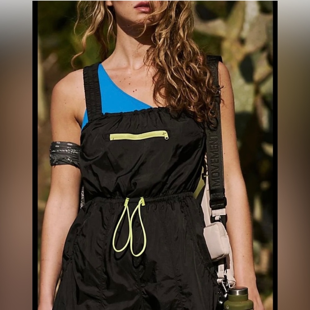FP Movement by Free People When in Roam Packable Onesie Overalls Bib Black